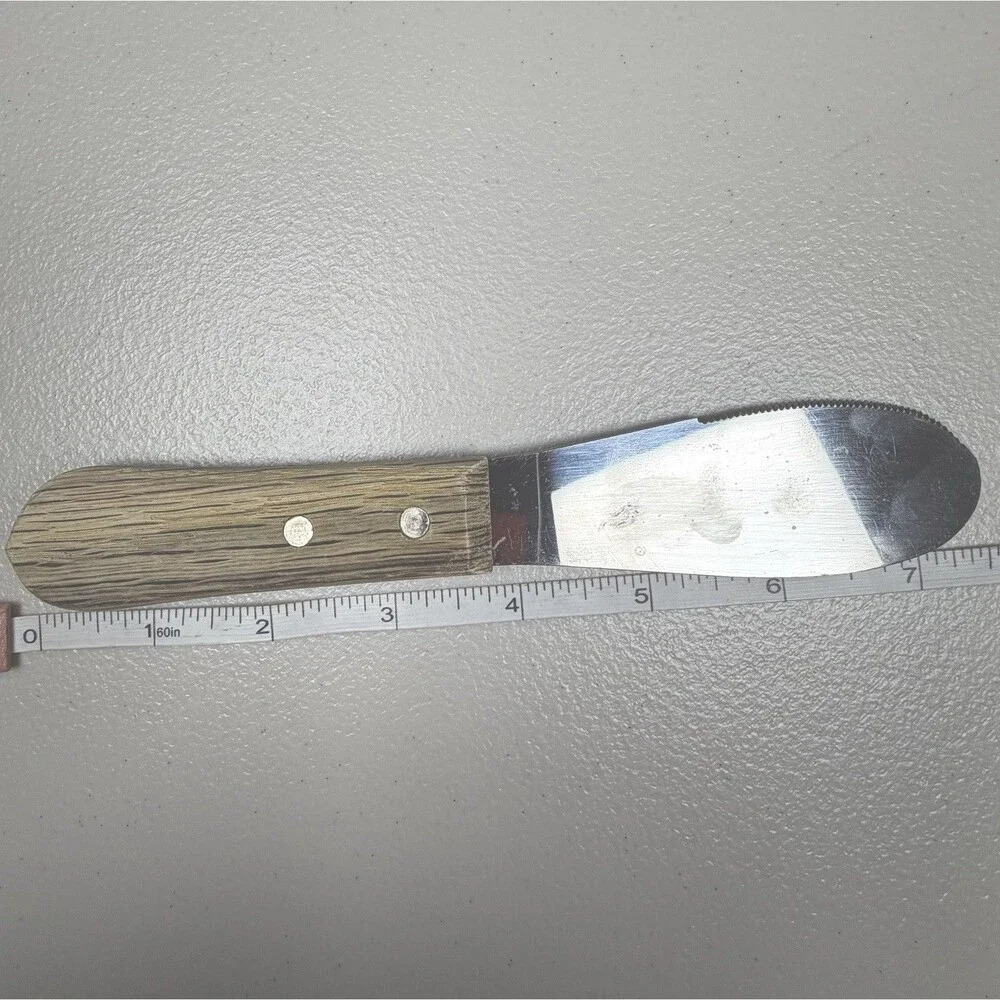 Vintage Spatula Spreader Knife Stainless Steel Wood Handle 7.5